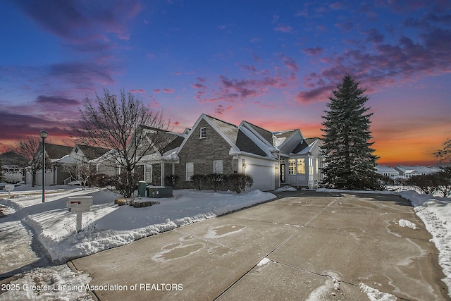 view of front of house with a garage