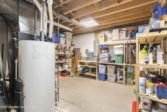 storage room with water heater