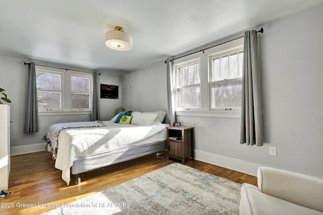 bedroom with hardwood / wood-style floors