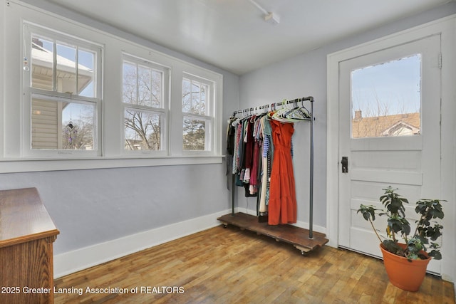 interior space with hardwood / wood-style flooring