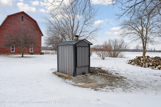 view of snow covered structure