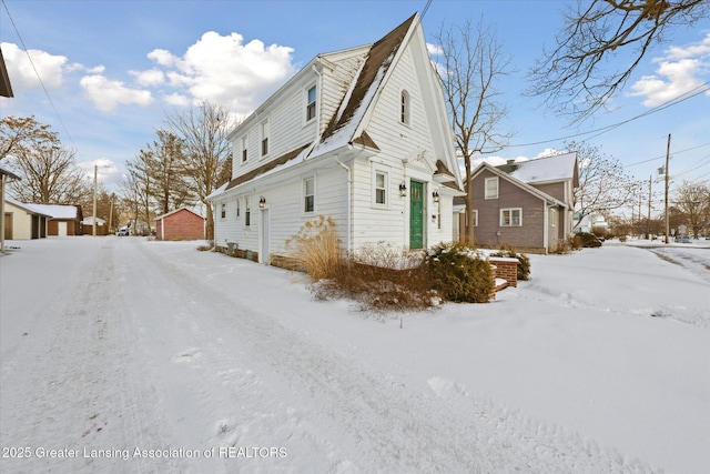 view of snow covered exterior