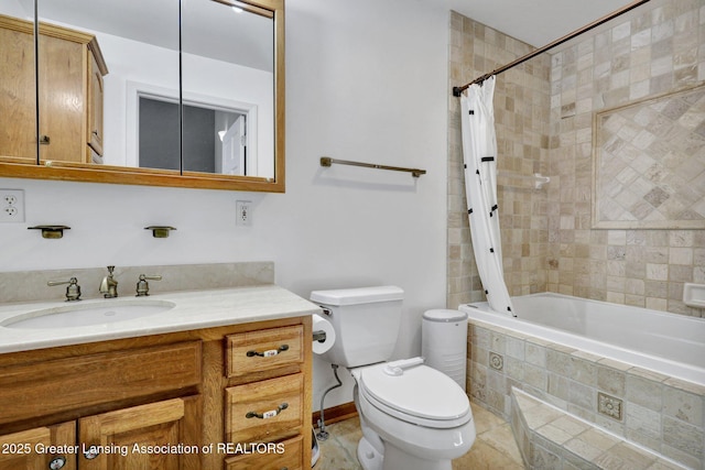 full bathroom with vanity, toilet, and shower / bath combo