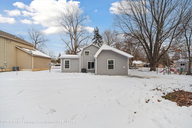 view of snow covered property