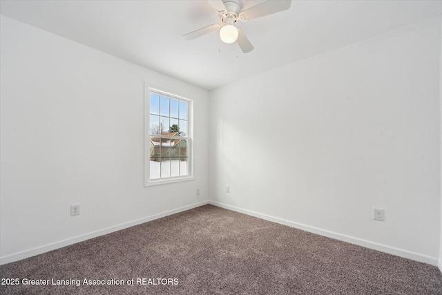 carpeted empty room with ceiling fan