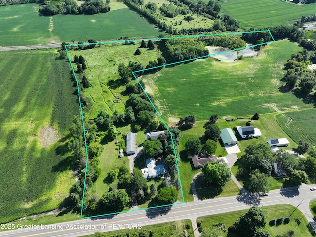 aerial view featuring a rural view