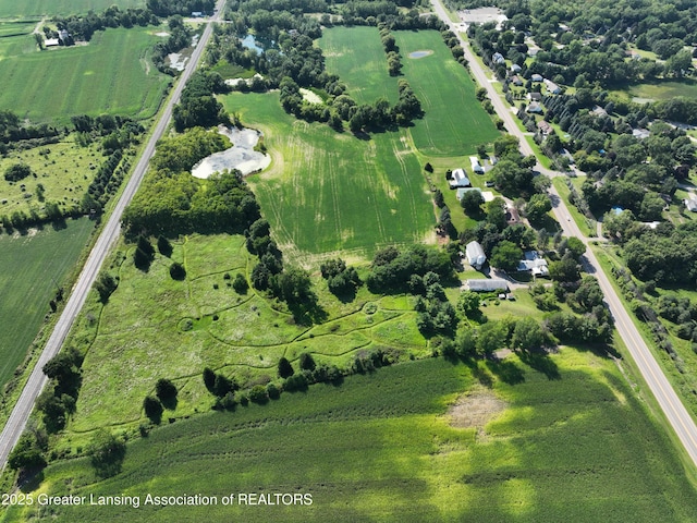 aerial view featuring a rural view