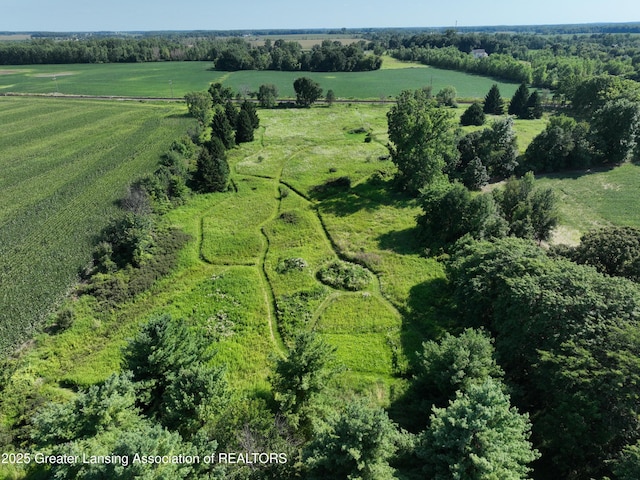 birds eye view of property with a rural view