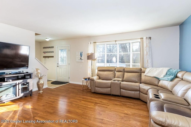 living room featuring light hardwood / wood-style floors