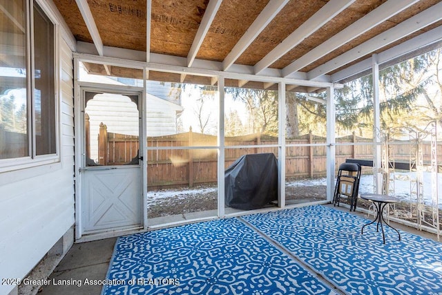 view of unfurnished sunroom