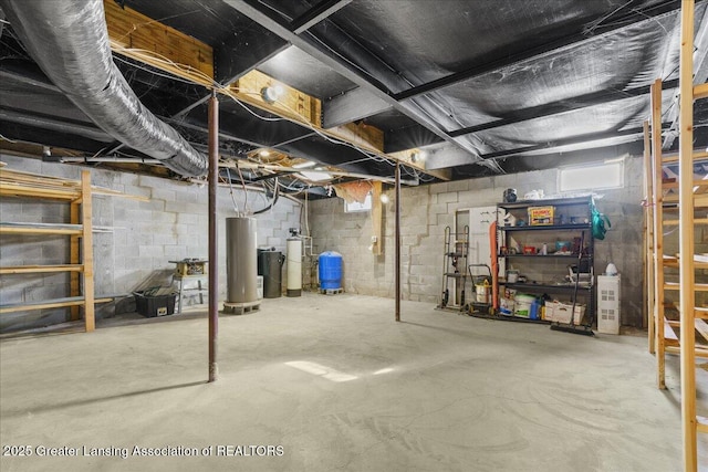 basement with gas water heater