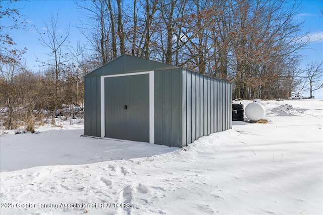 view of snow covered structure