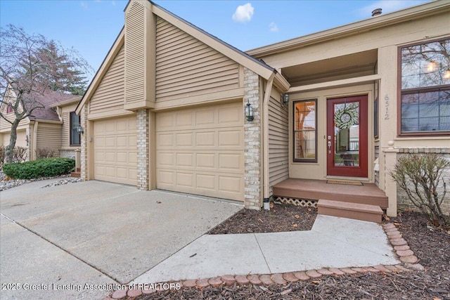 exterior space with a garage