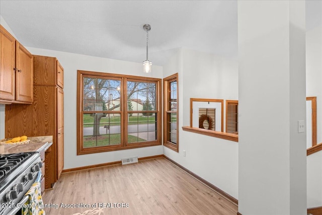 unfurnished dining area featuring light hardwood / wood-style floors