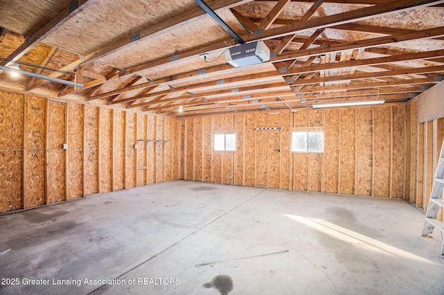 garage with a garage door opener