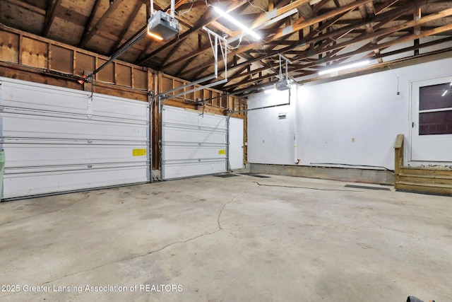 garage with a garage door opener