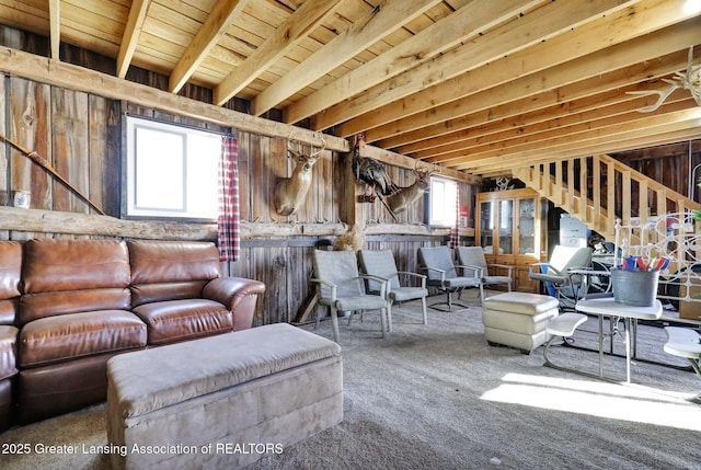 unfurnished living room featuring carpet