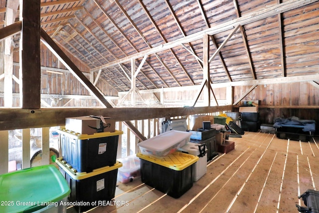 interior space with vaulted ceiling