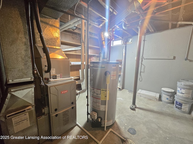 utility room with gas water heater