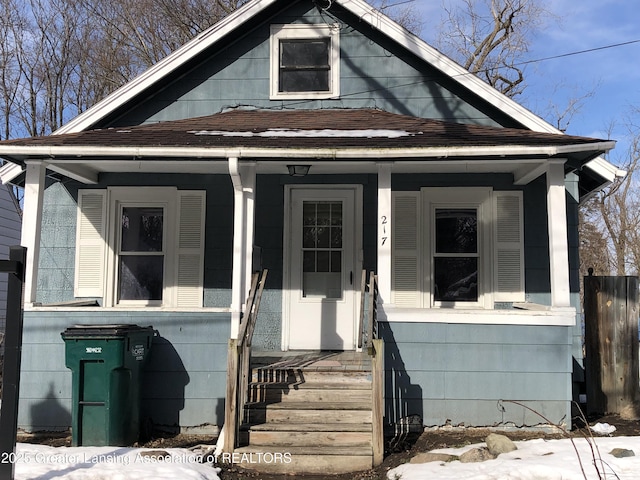 bungalow-style home featuring covered porch