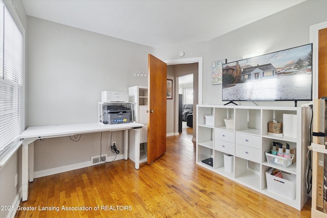 office space featuring light hardwood / wood-style flooring