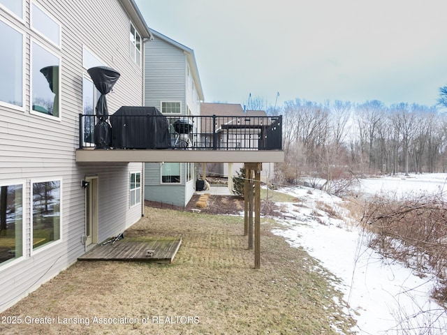 exterior space featuring a yard and a deck