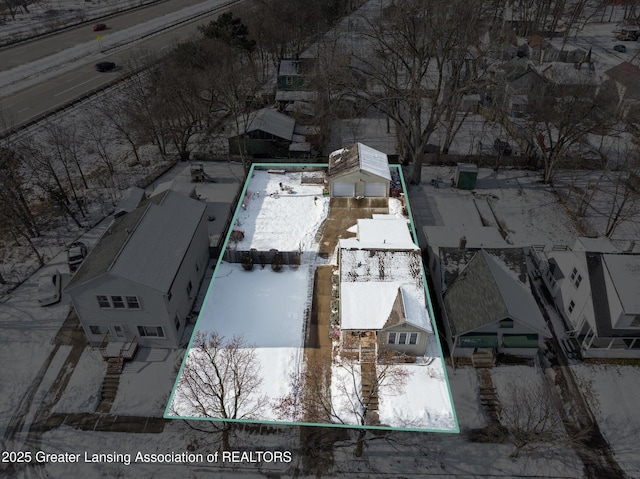 view of snowy aerial view