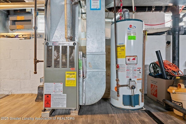 utility room with water heater