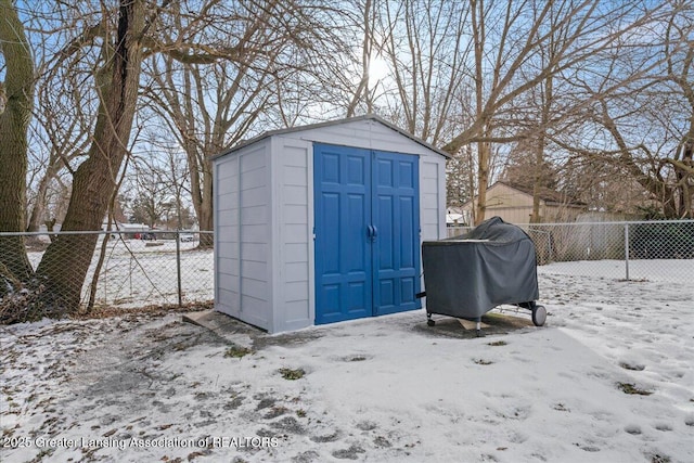 view of snow covered structure