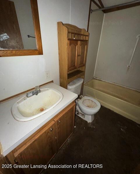 full bathroom featuring vanity, toilet, and shower / bath combination