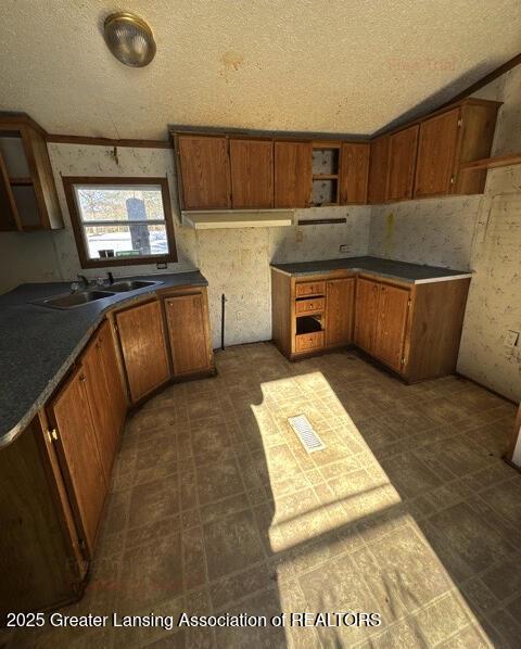 kitchen featuring sink and a textured ceiling