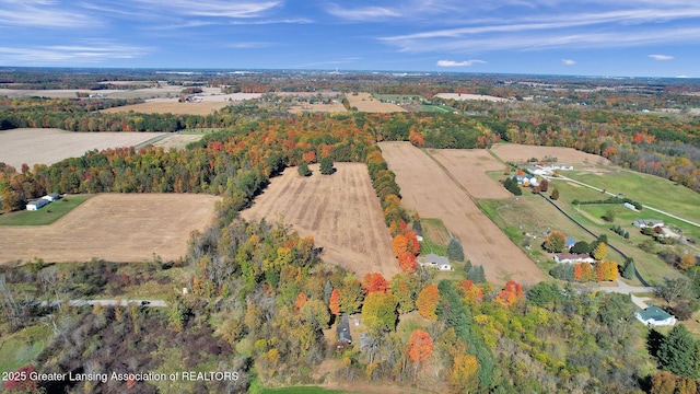 aerial view with a rural view