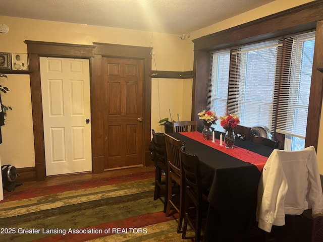 dining room with dark hardwood / wood-style flooring