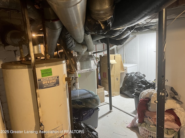 utility room with water heater