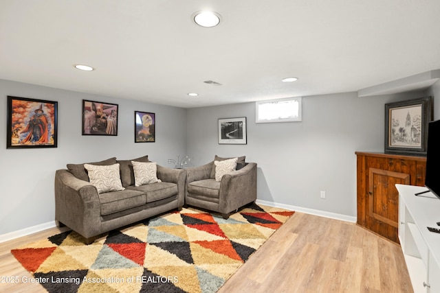 living room featuring light hardwood / wood-style flooring