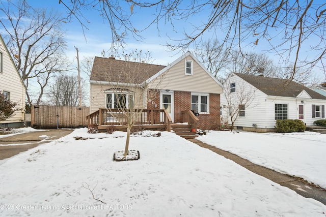 view of front of home with a deck