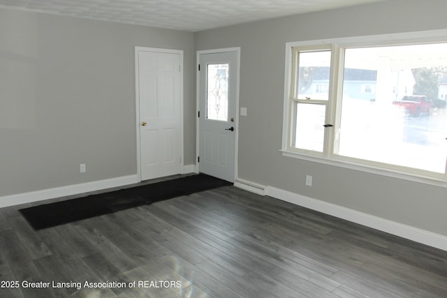 entrance foyer with dark hardwood / wood-style floors