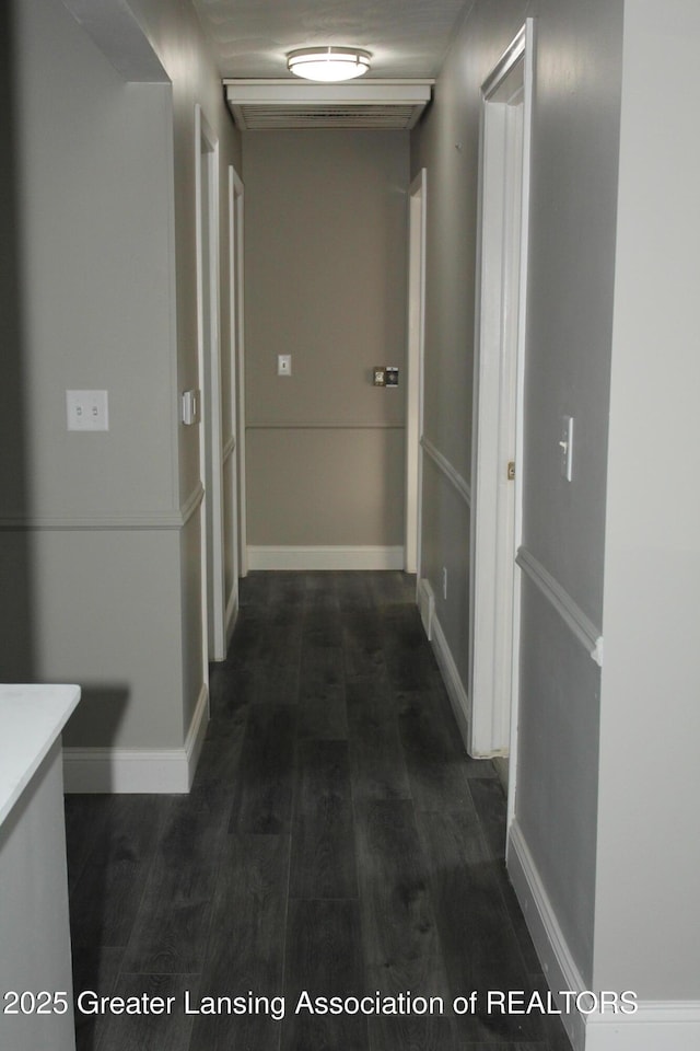 corridor featuring dark hardwood / wood-style floors