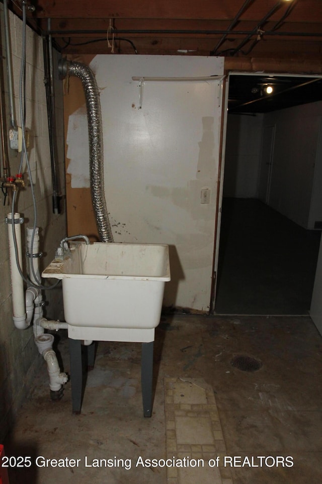 basement with sink