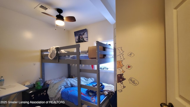 bedroom featuring ceiling fan