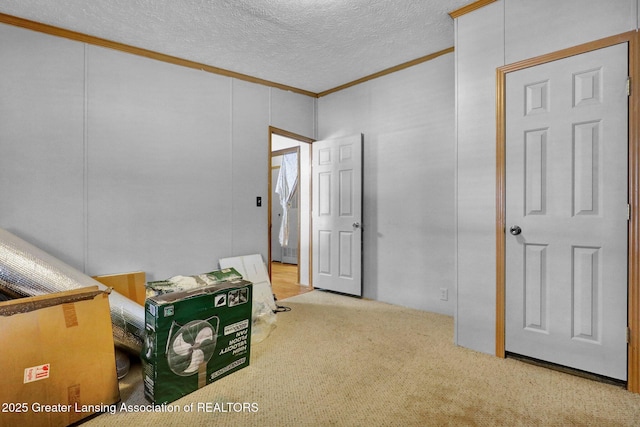1987 W Isabella Rd, Midland, MI 48640 - interior space featuring crown molding, light colored carpet, and a textured ceiling