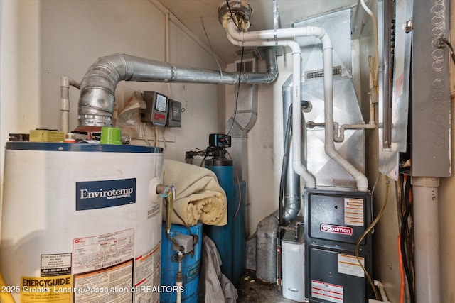 utility room featuring water heater