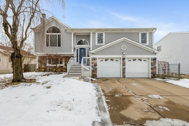 bi-level home with a garage