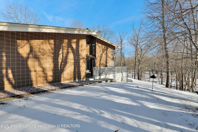 view of snow covered exterior