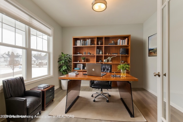 office featuring light hardwood / wood-style floors