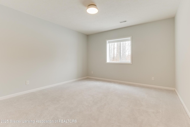 spare room featuring light carpet