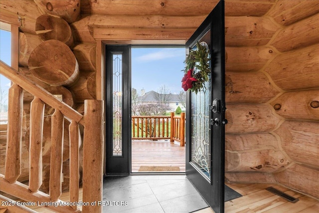 interior space with log walls