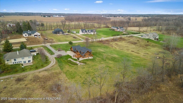 aerial view featuring a rural view