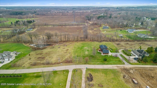 bird's eye view with a rural view