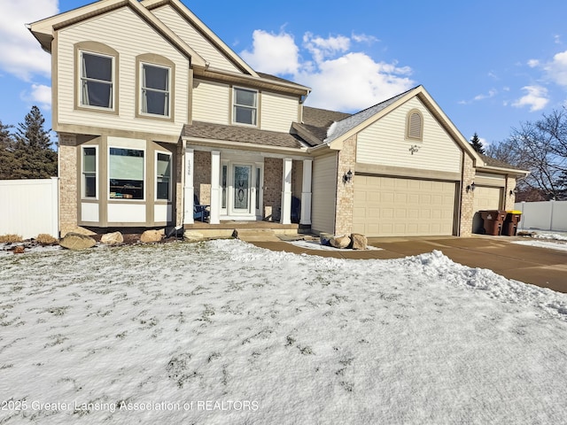 front of property featuring a garage